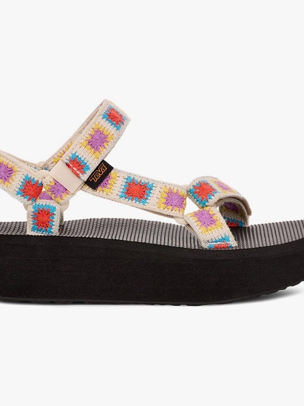 Teva Women’s Beige Crochet-Strap Platform Sandal with Black Sole
